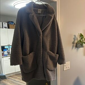 H&M Gray Teddy Jacket M oversized